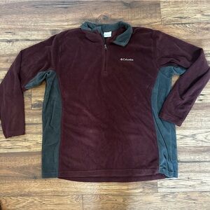 Columbia men’s Burgundy and Gray Pullover sweater XL cozy quarter zip